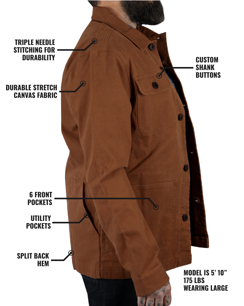 Off The Grid Surplus Heston Chore Coat - Black — back view