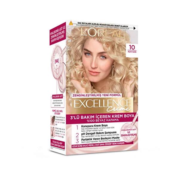 L'Oréal Paris Excellence Creme Hair Dye - 100% Grey Coverage, Nourishing Hyaluronic Acid Formula