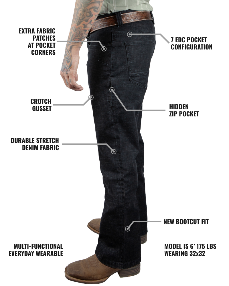 Off The Grid Surplus Hideout Denim Boot Cut - Black — lifestyle context