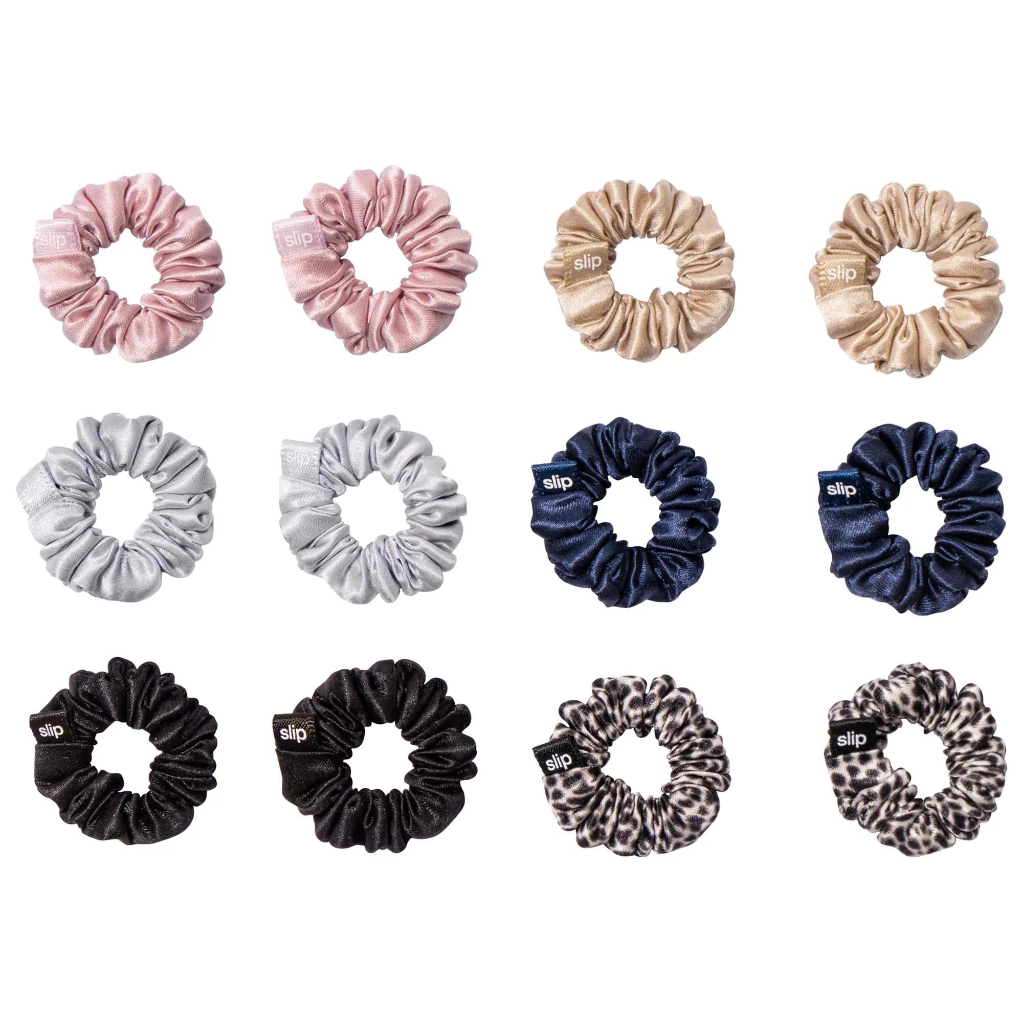 Slip Silk Mini Scrunchie Set - 12-Piece: Anti-Crease, Anti-Breakage Hair Ties for Gentle, Luxurious Hold & Damage Prevention