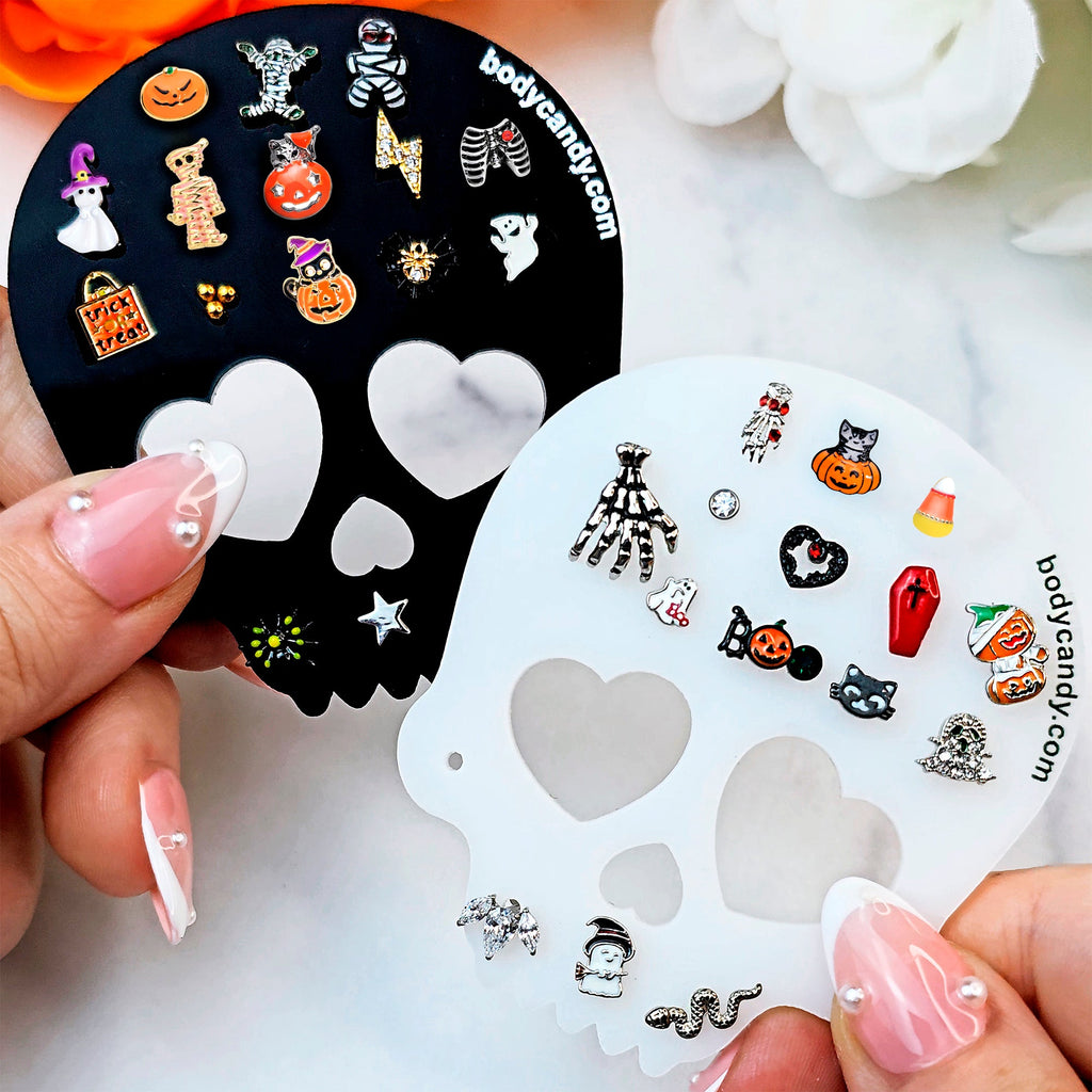 BodyCandy Skull Travel Flat Back Earring Palette — detail close-up