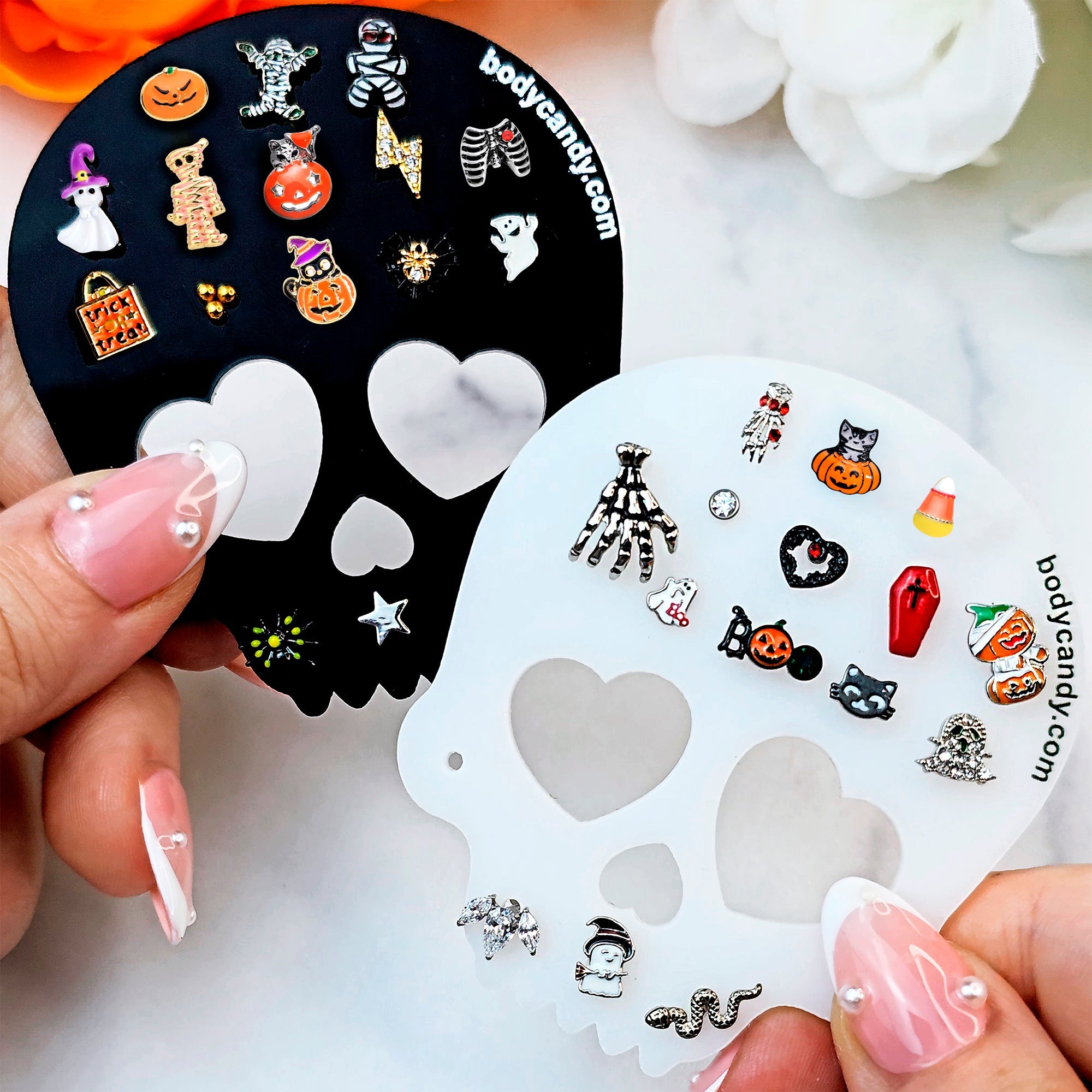 BodyCandy Skull Travel Flat Back Earring Palette — detail close-up