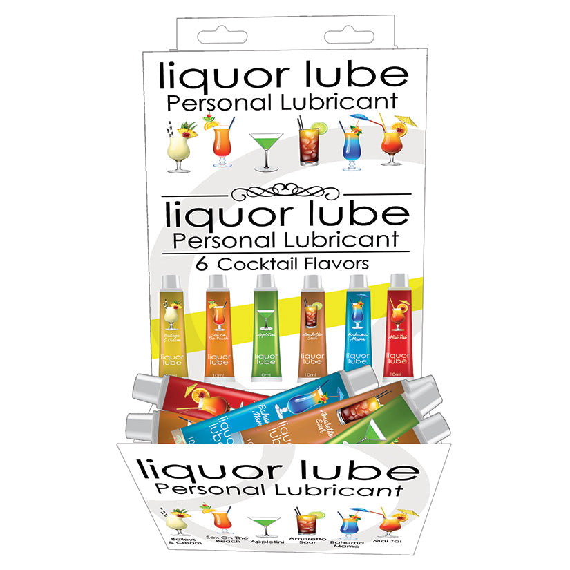 Love Spark Cove | Intimate Apparel, Pleasure Shop & Free Shipping Liquor Lube 10ml Resealable Tubes-Assorted Flavors Display 