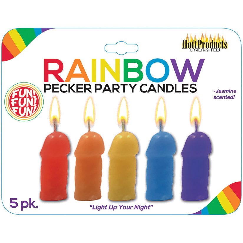 Love Spark Cove | Intimate Apparel, Pleasure Shop & Free Shipping Rainbow Pecker Party Candles-Assorted 5pk — main product sh