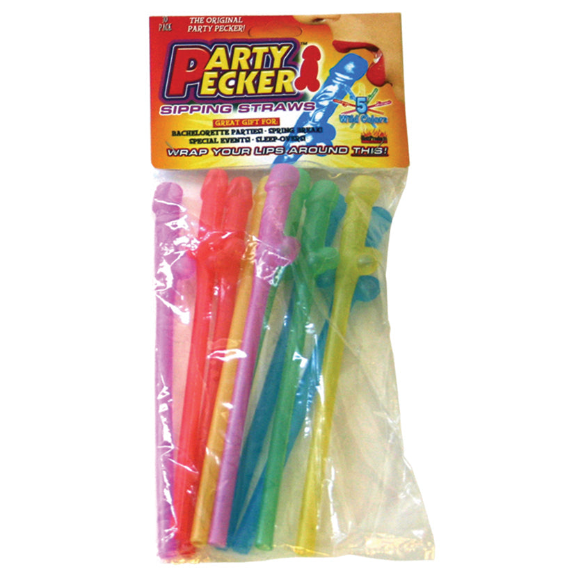 Love Spark Cove | Intimate Apparel, Pleasure Shop & Free Shipping Party Pecker Sipping Straws-Neon Colors 10pk — main product