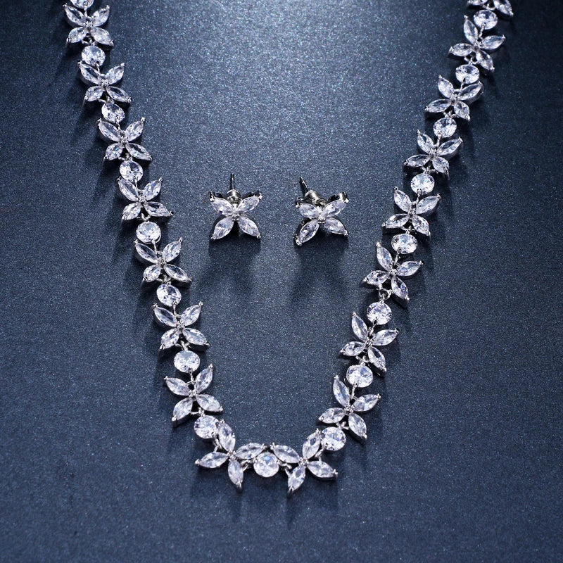 Envy NYC Envy NYC Stunning Crystal Necklace and Earrings Jewelry Set — lifestyle worn / used context