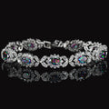 MyClosetAid Mystical Rainbow Cubic Zirconia Crystal Flower Silver Plated Bracelet — alternative angle