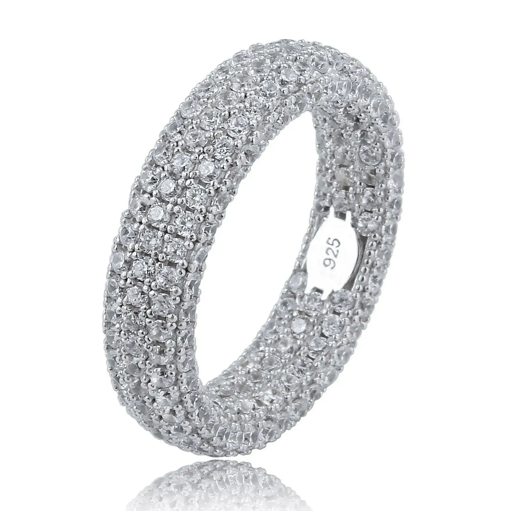 MyClosetAid 925 Sterling Silver Stamp Full Iced Out Cubic Zirconia Ring — in-use photo