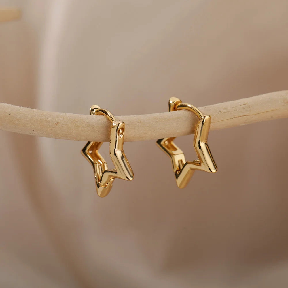 SORI STYLE Minimalist Star Hoop Earrings for Everyday Elegance — back view