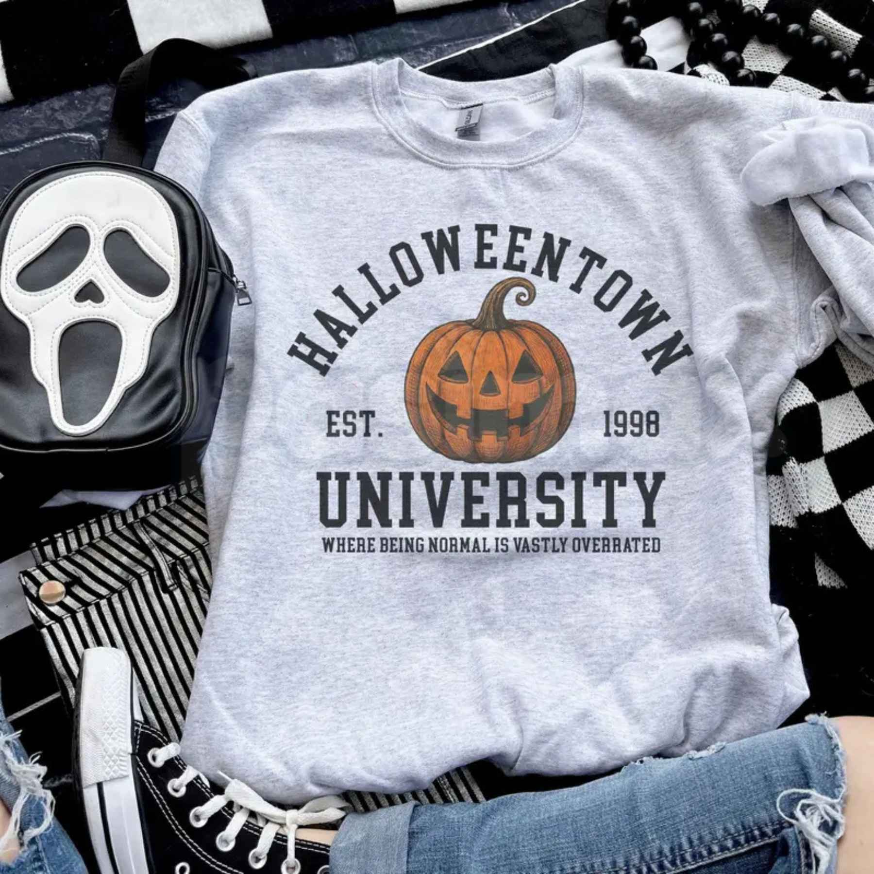 Halloween Town University Sweatshirt | Vintage Pumpkin Crewneck