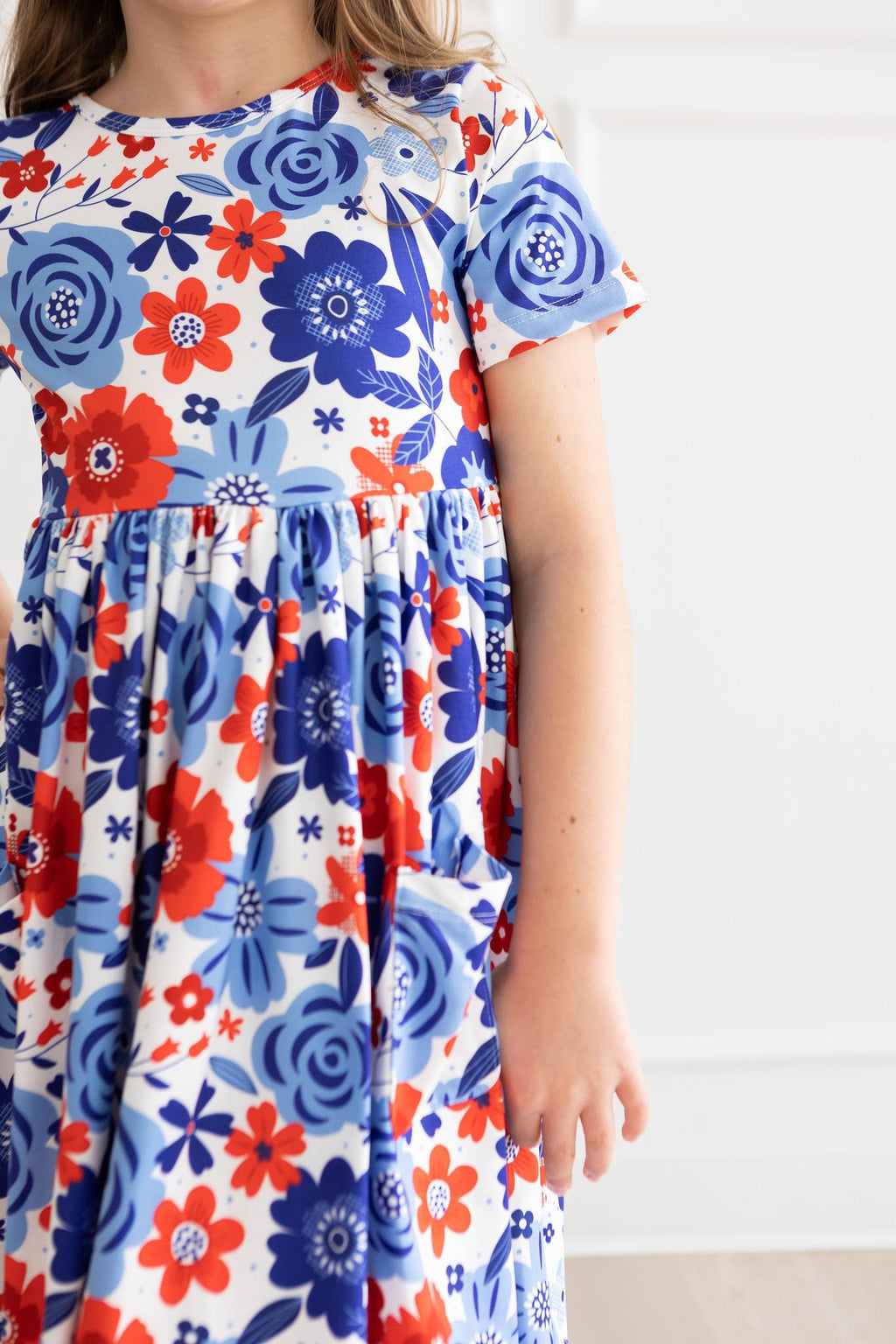 Mila & Rose ® Happy 4th Floral Floral S/S Pocket Twirl Dress — side view