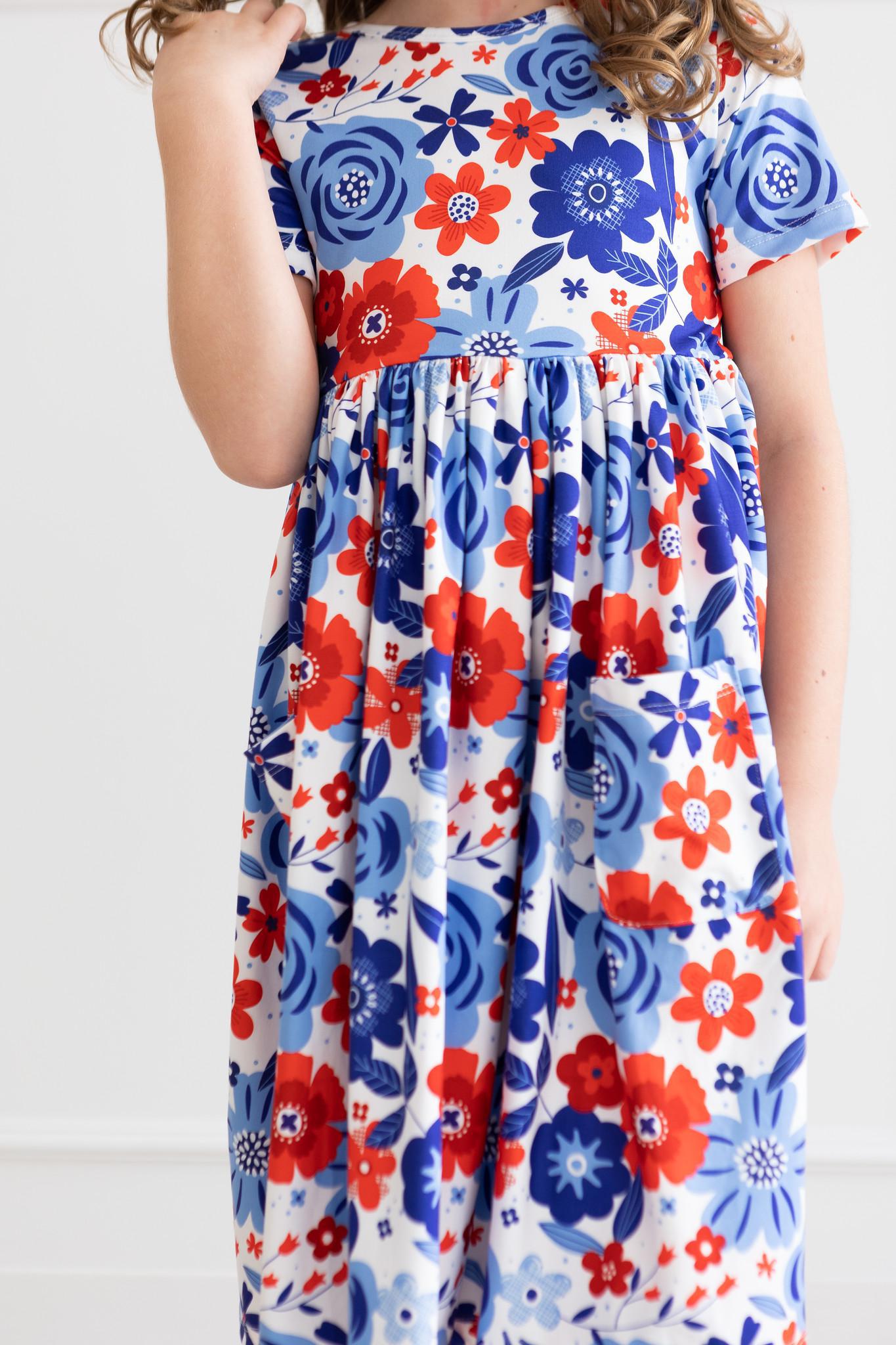 Mila & Rose ® Happy 4th Floral Floral S/S Pocket Twirl Dress — main product shot