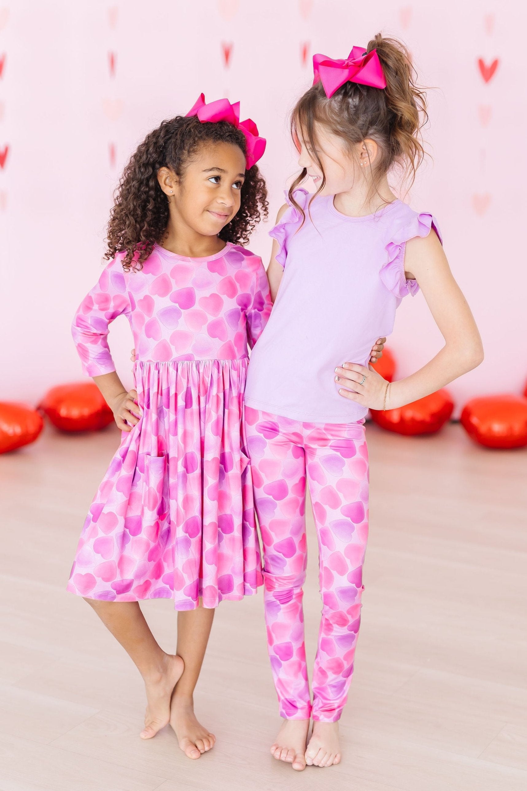 Mila & Rose ® Happy Heart Day 3/4 Sleeve Pocket Twirl Dress — detail close-up