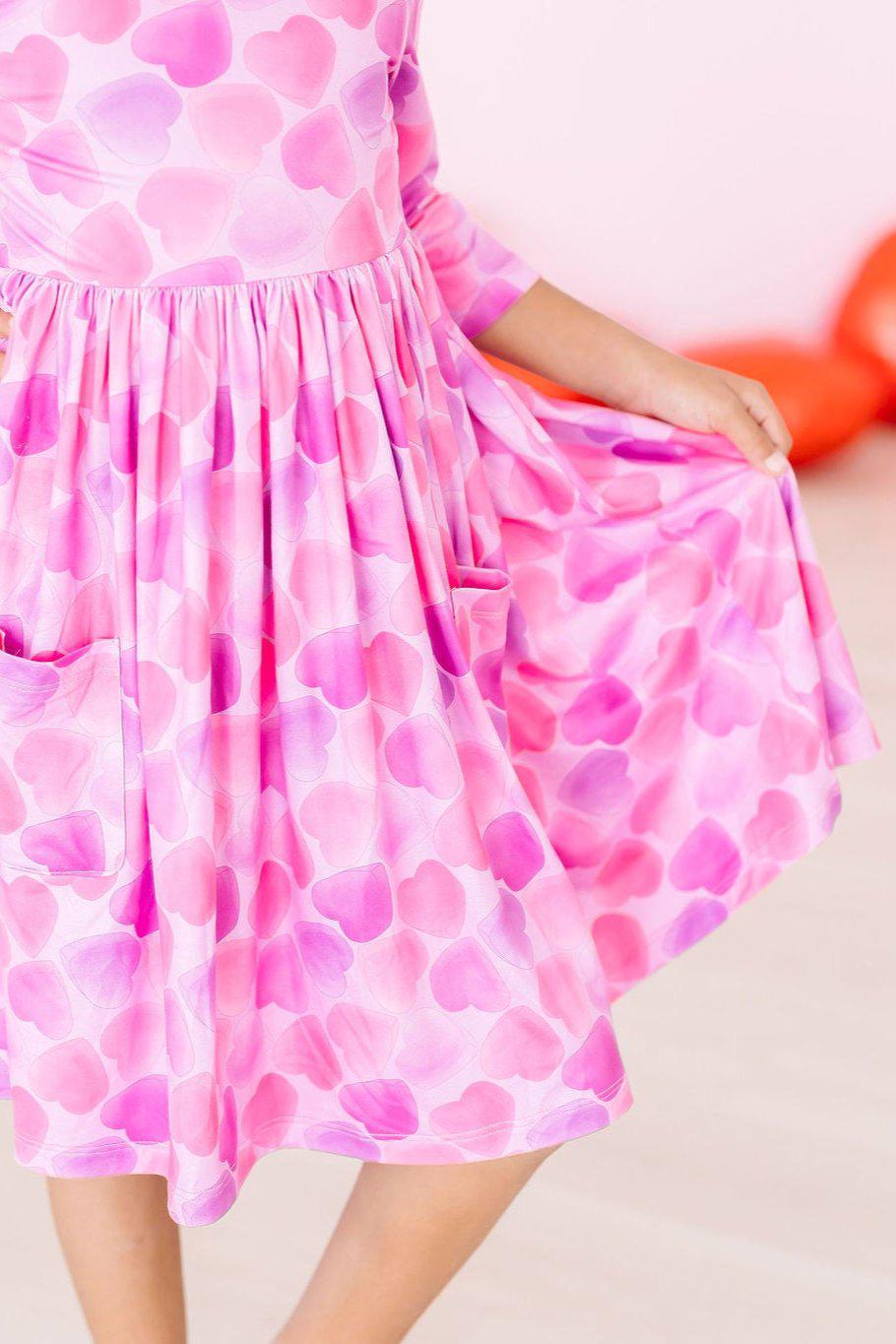 Mila & Rose ® Happy Heart Day 3/4 Sleeve Pocket Twirl Dress — alternative angle