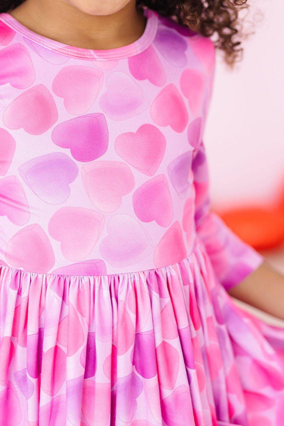 Mila & Rose ® Happy Heart Day 3/4 Sleeve Pocket Twirl Dress — in-use photo