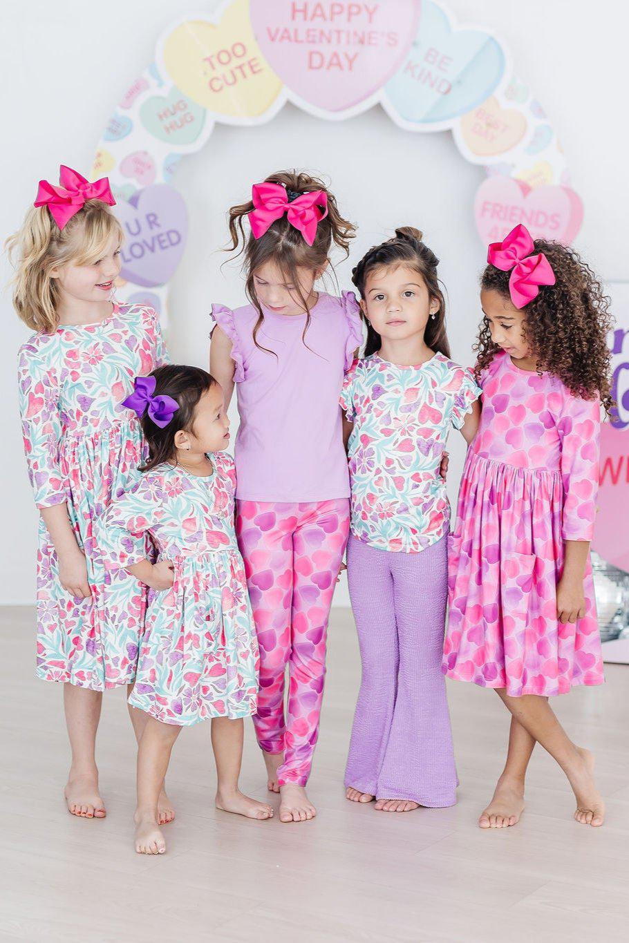 Mila & Rose ® Happy Heart Day 3/4 Sleeve Pocket Twirl Dress — side view