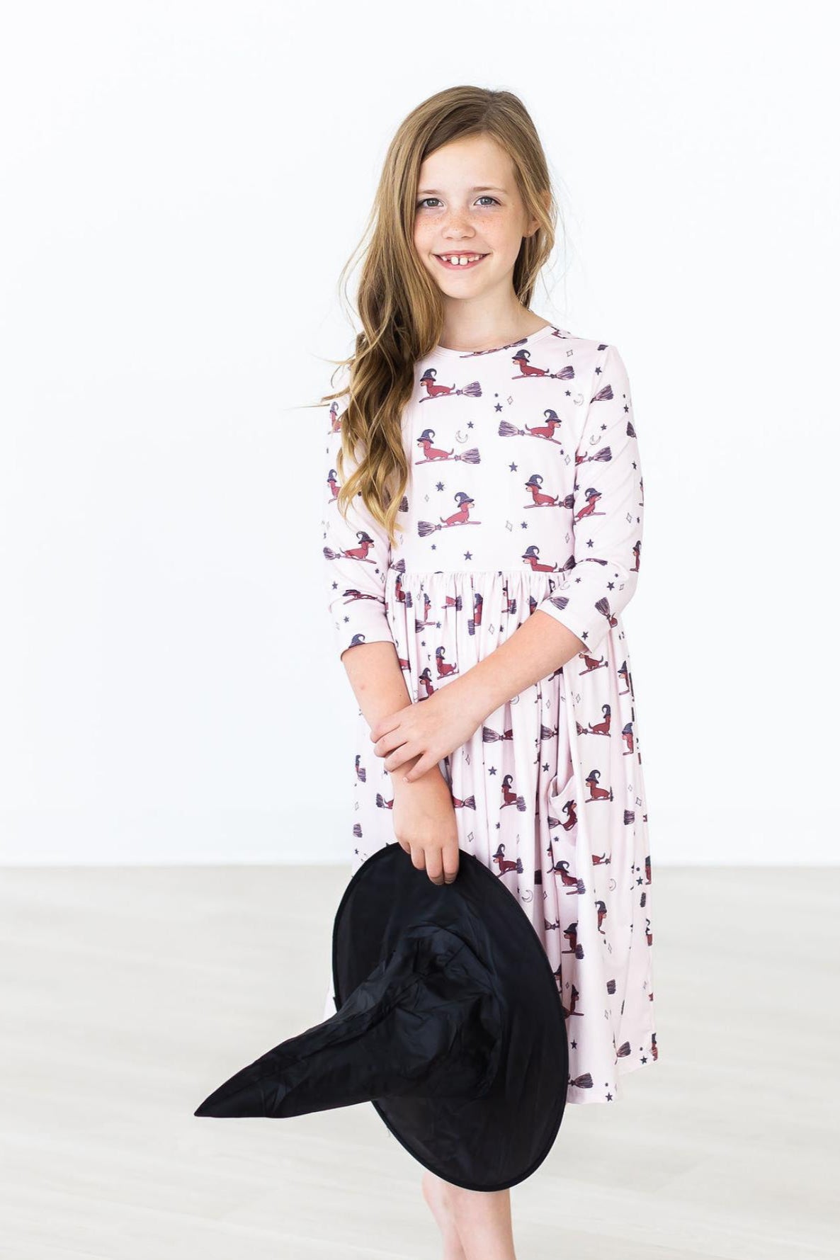 Mila & Rose ® Happy Howl-oween 3/4 Sleeve Pocket Twirl Dress — main product shot