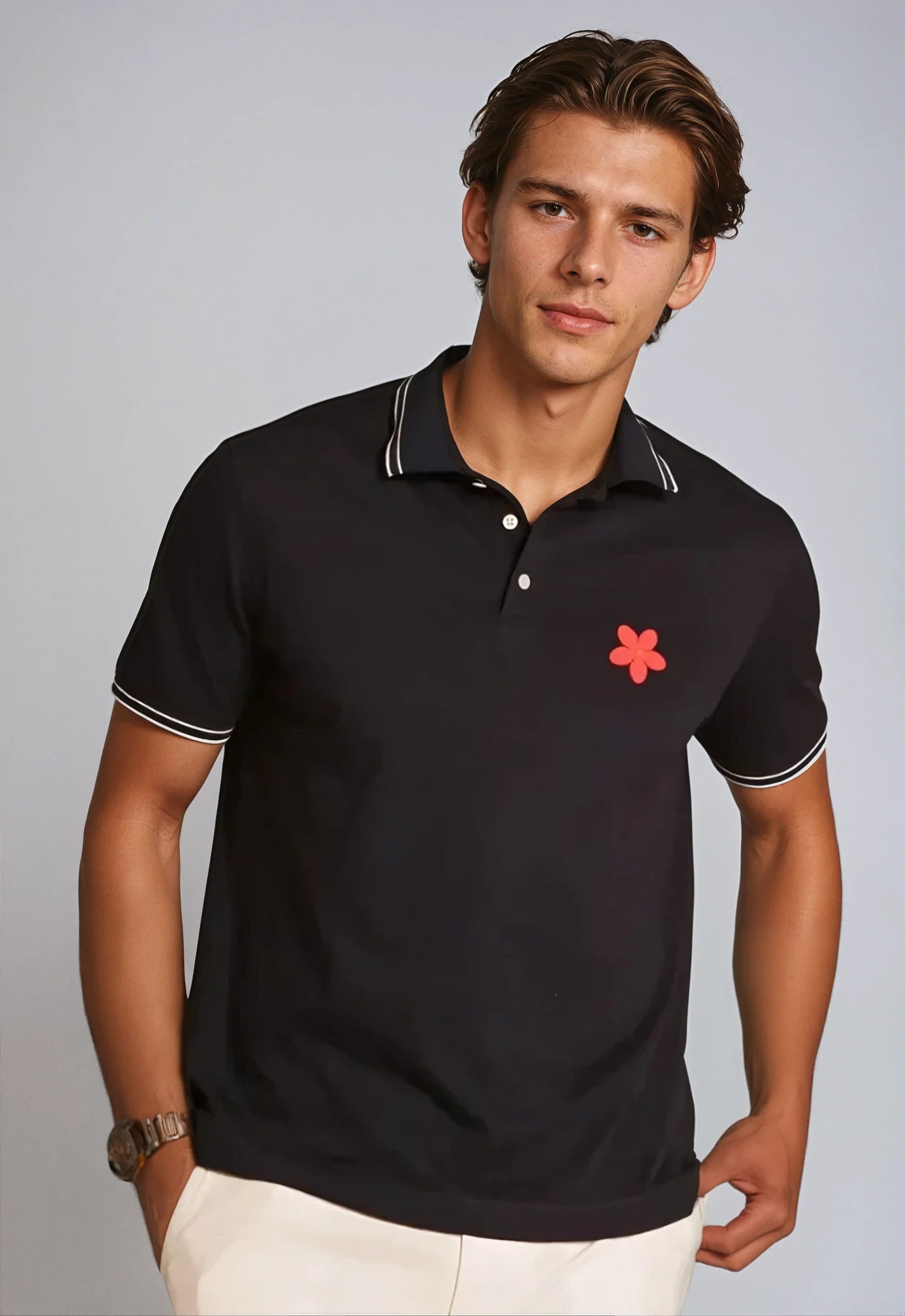 Buki Happy Polo Shirt - Black — main product shot