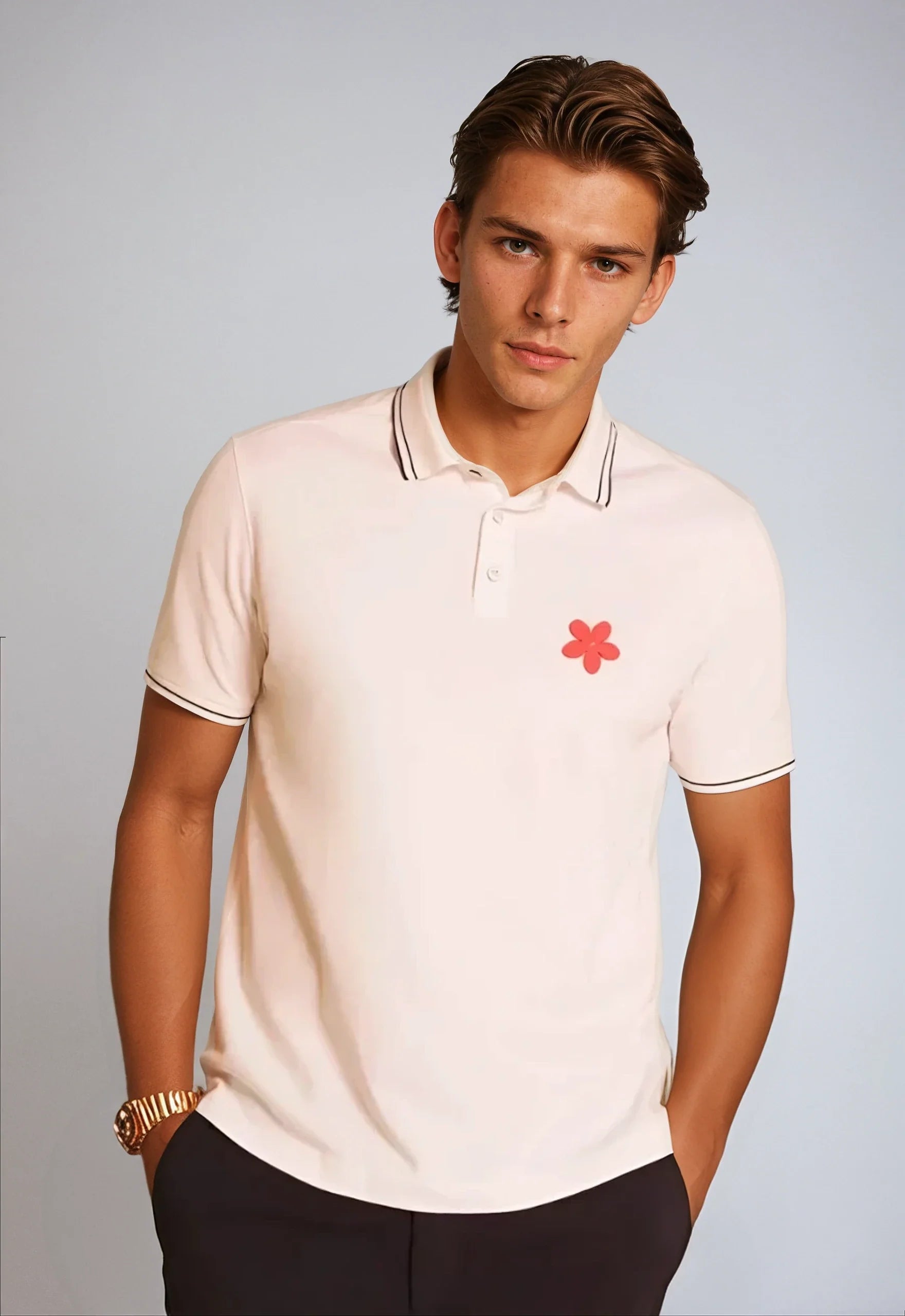 Buki Happy Polo Shirt - White — main product shot