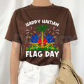 "Happy Haitian Flag Day" Patriotic T-Shirt – Haiti Heritage Graphic Tee for Men & Women, Premium 100% Cotton L'Union Fait La Force Top, Soft Lived-In Heavyweight Caribbean Pride Shirt, Made in USA