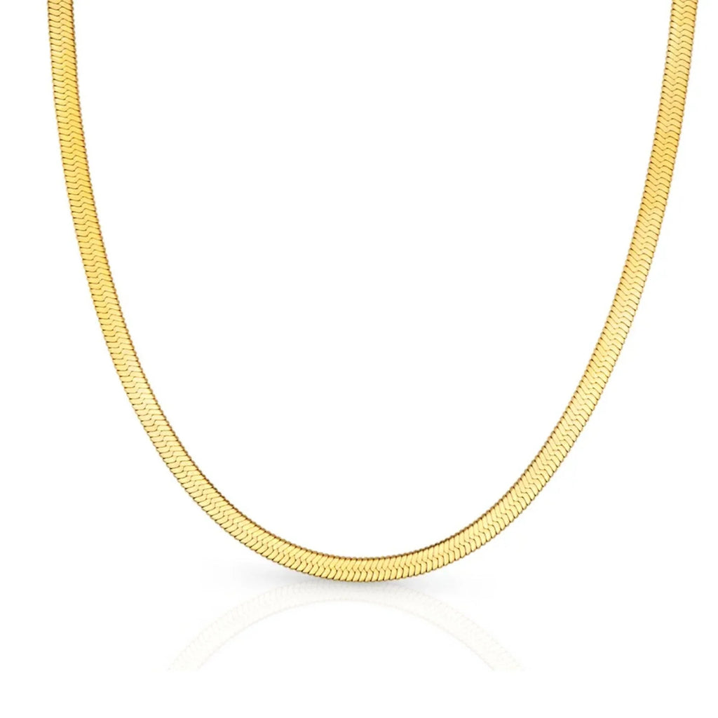 SORI STYLE Herringbone Snake Chain Necklace - Flat Statement Choker Jewelry — main product shot