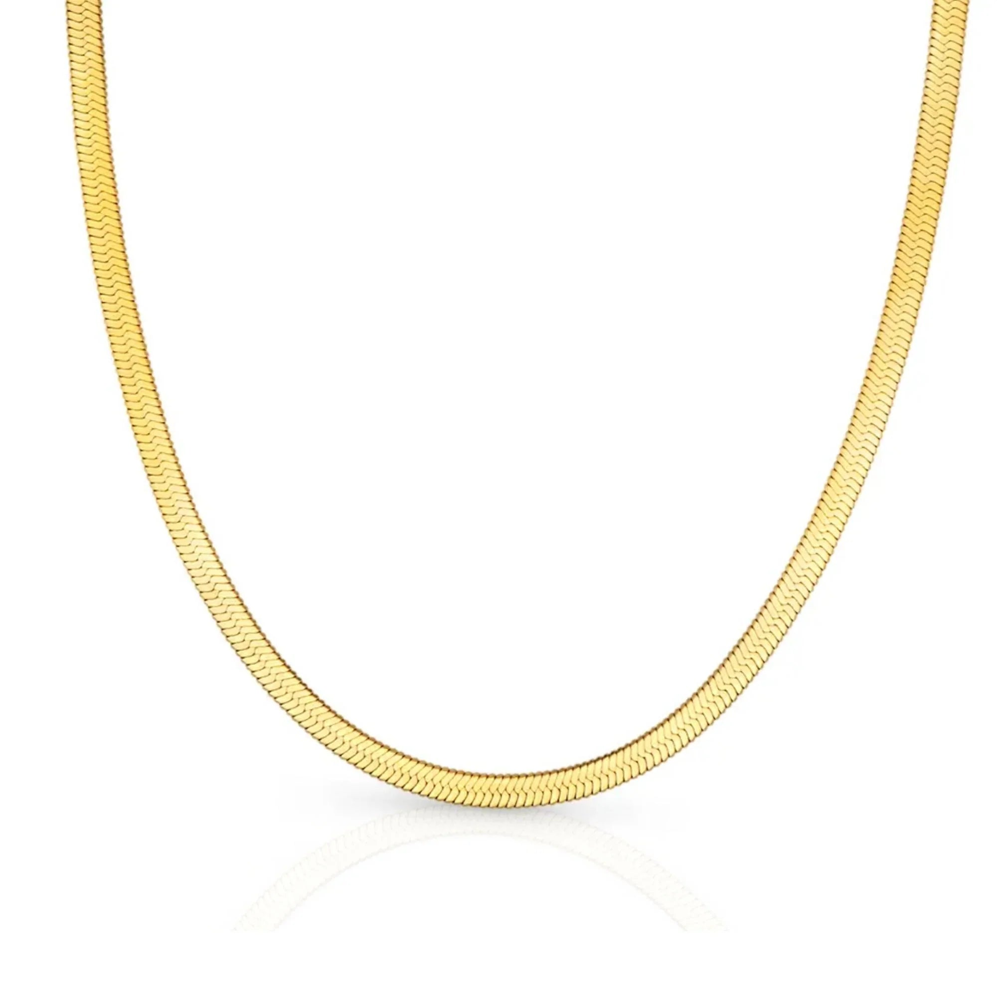SORI STYLE Herringbone Snake Chain Necklace - Flat Statement Choker Jewelry — main product shot