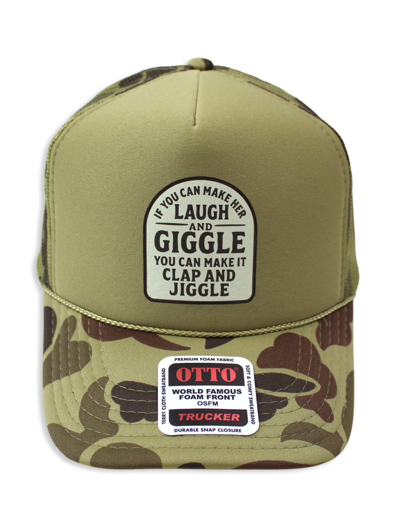 Luckless Outfitters Laugh & Giggle Trucker Hat — main product shot