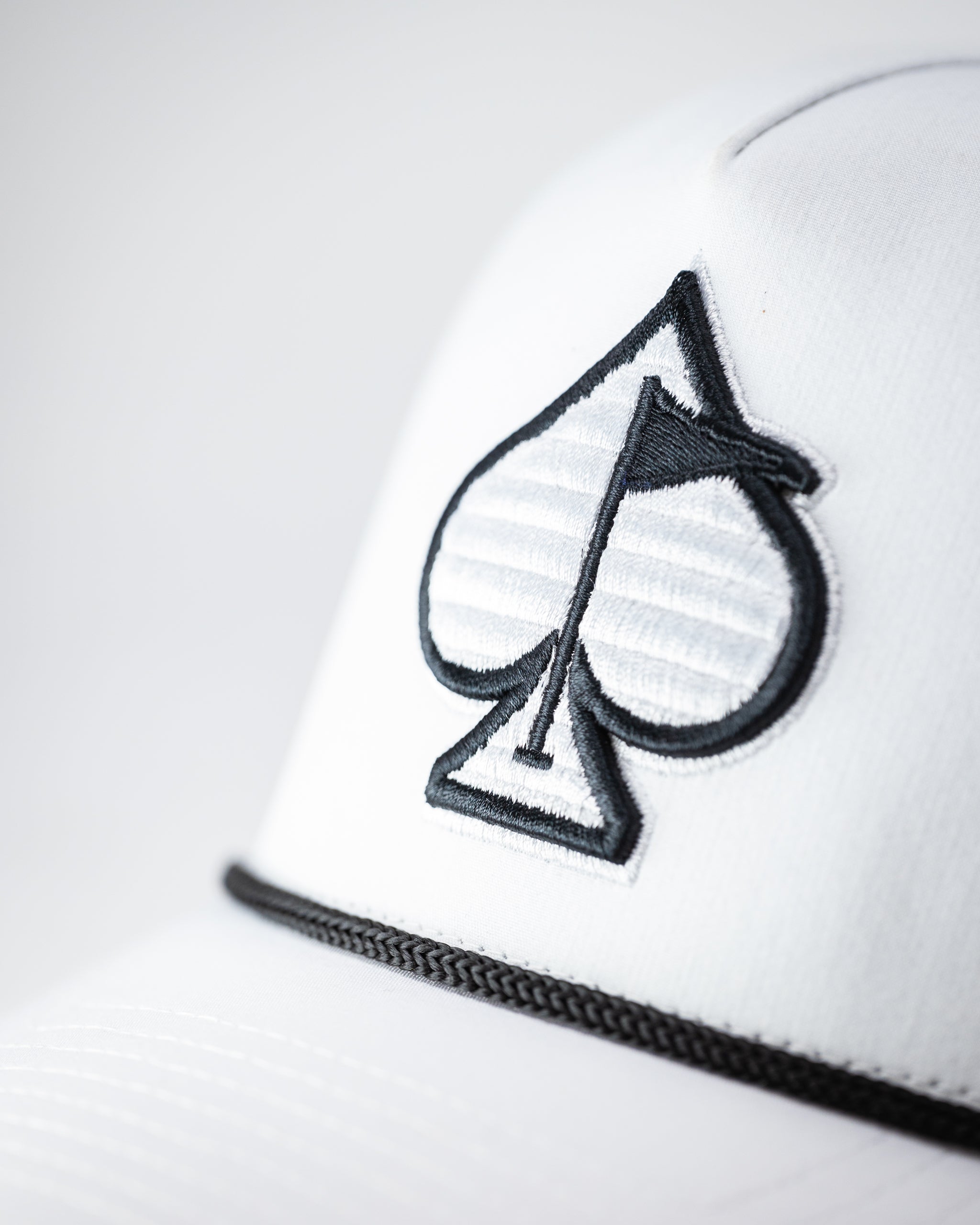 Pins and Aces Perforated Rope Hat - White — back view