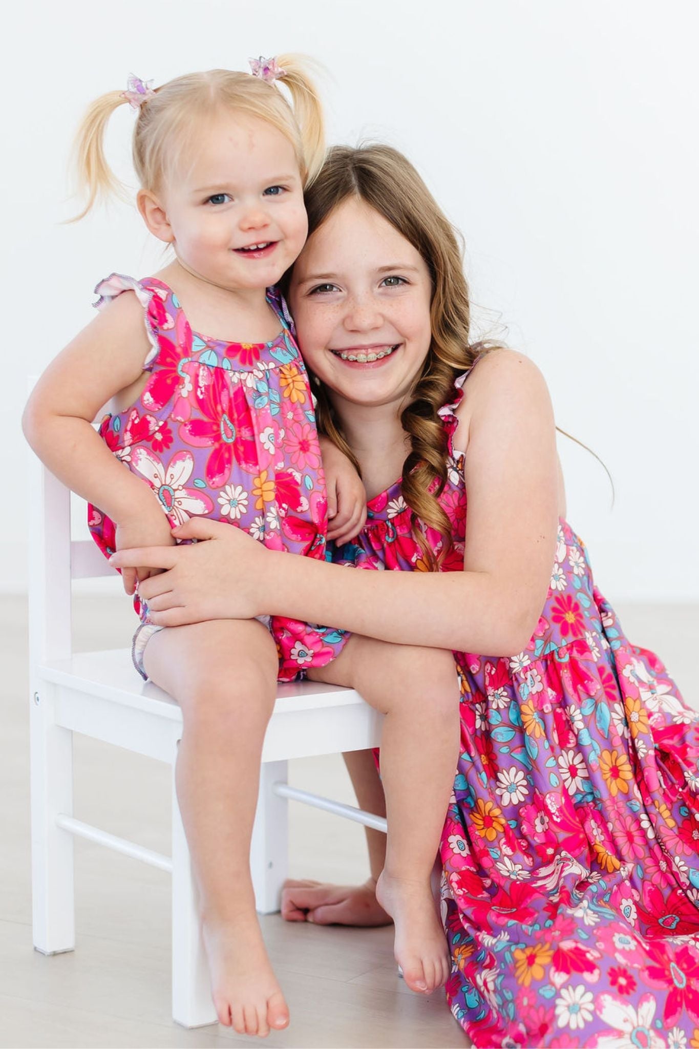 Mila & Rose ® Hawaiian Floral Ruffle Cross Back Dress — detail close-up
