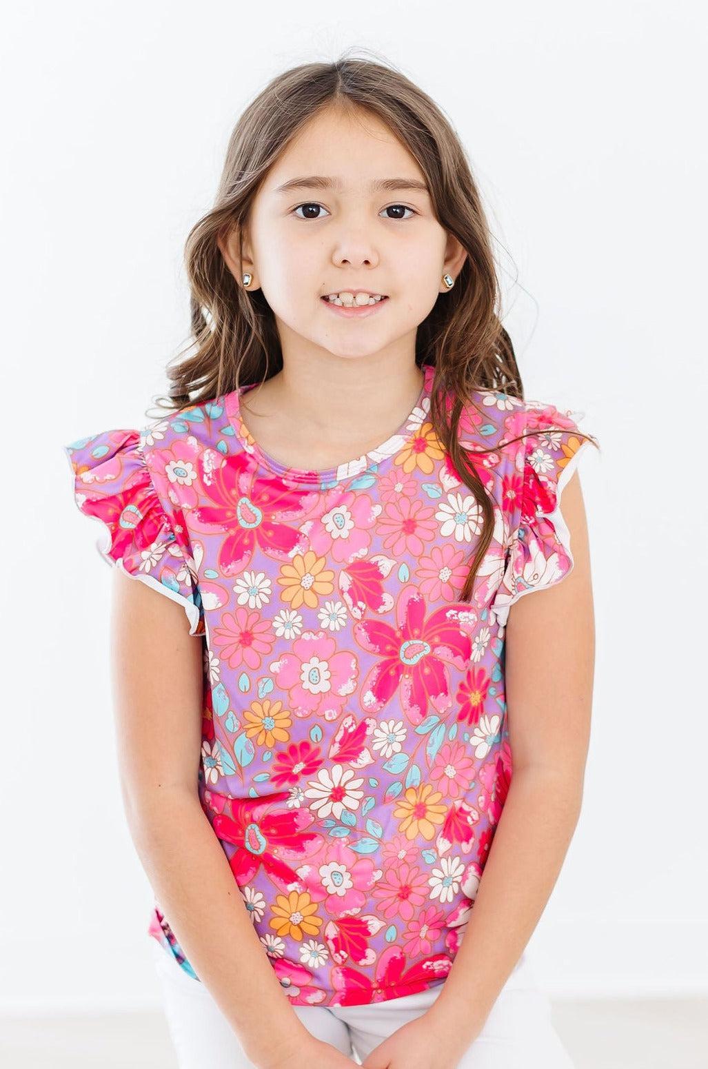 Mila & Rose ® SALE Hawaiian Floral S/S Ruffle Tee — lifestyle context