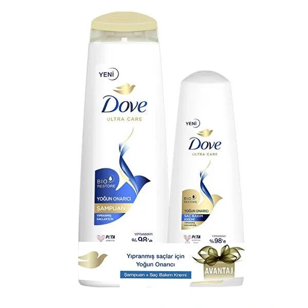 Dove Intense Repair Shampoo and Conditioner Set for Damaged Hair - Vegan, Cruelty-Free, PETA Approved - 400ml + 200ml