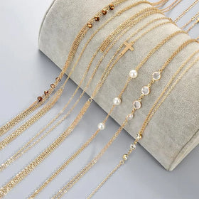 8Pcs Sexy Body Chain Belly Waist Chain Necklace Summer Beach Bikini Bra Body Jewelry for Women Gold Tone