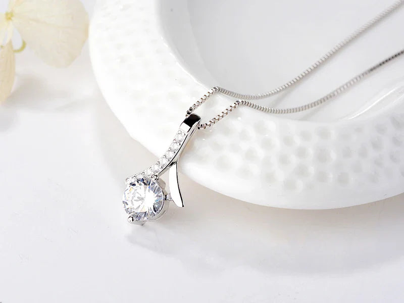 925 Silver Flower Zircon Pendant Necklace — view 7