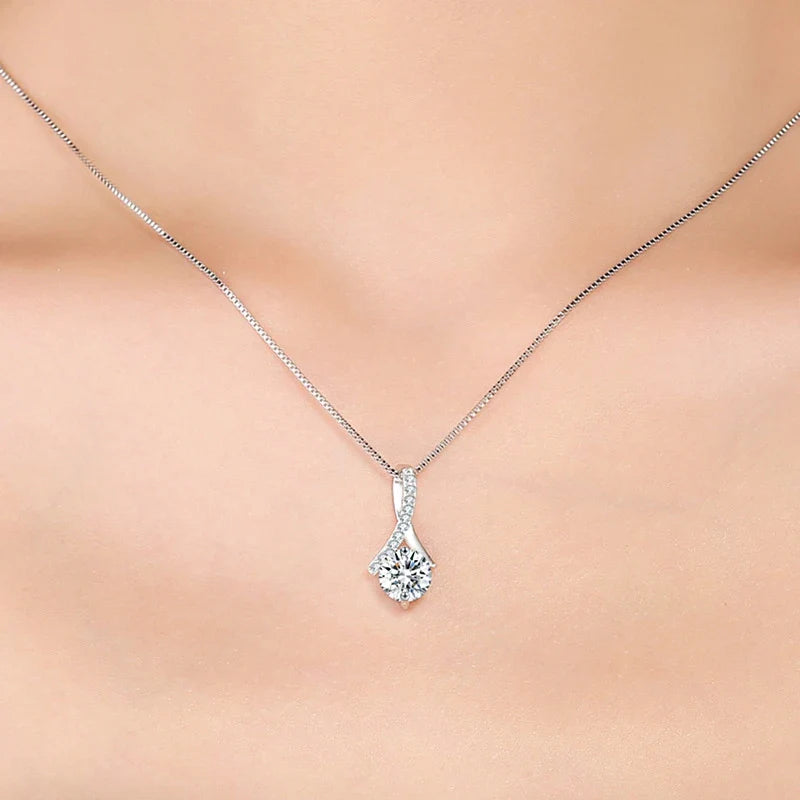 925 Silver Flower Zircon Pendant Necklace — view 6