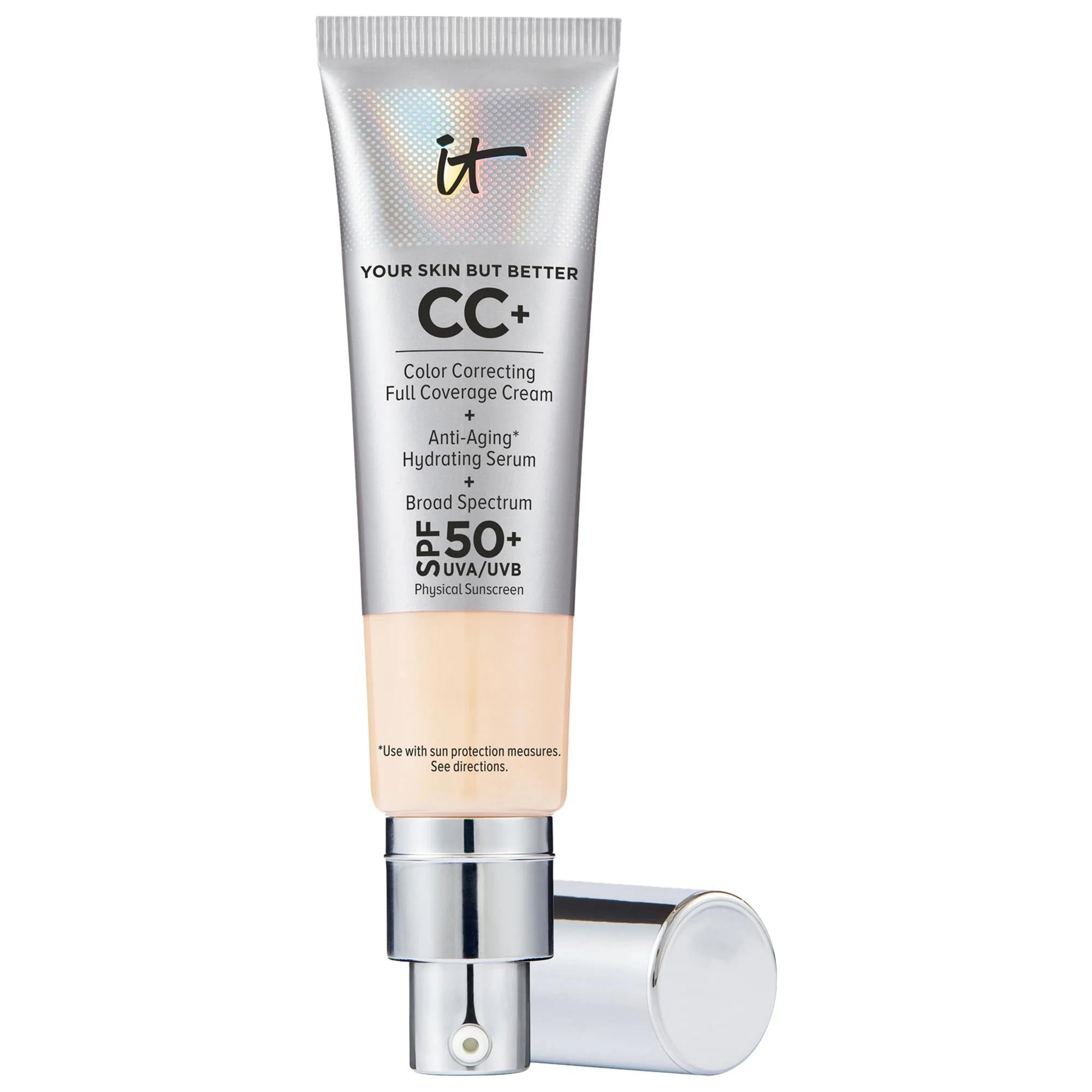 IT Cosmetics CC+ Cream Full Coverage Foundation SPF 50+: Hydrating, Anti-Aging, Color Correcting Makeup for Flawless Skin & Sun Protection