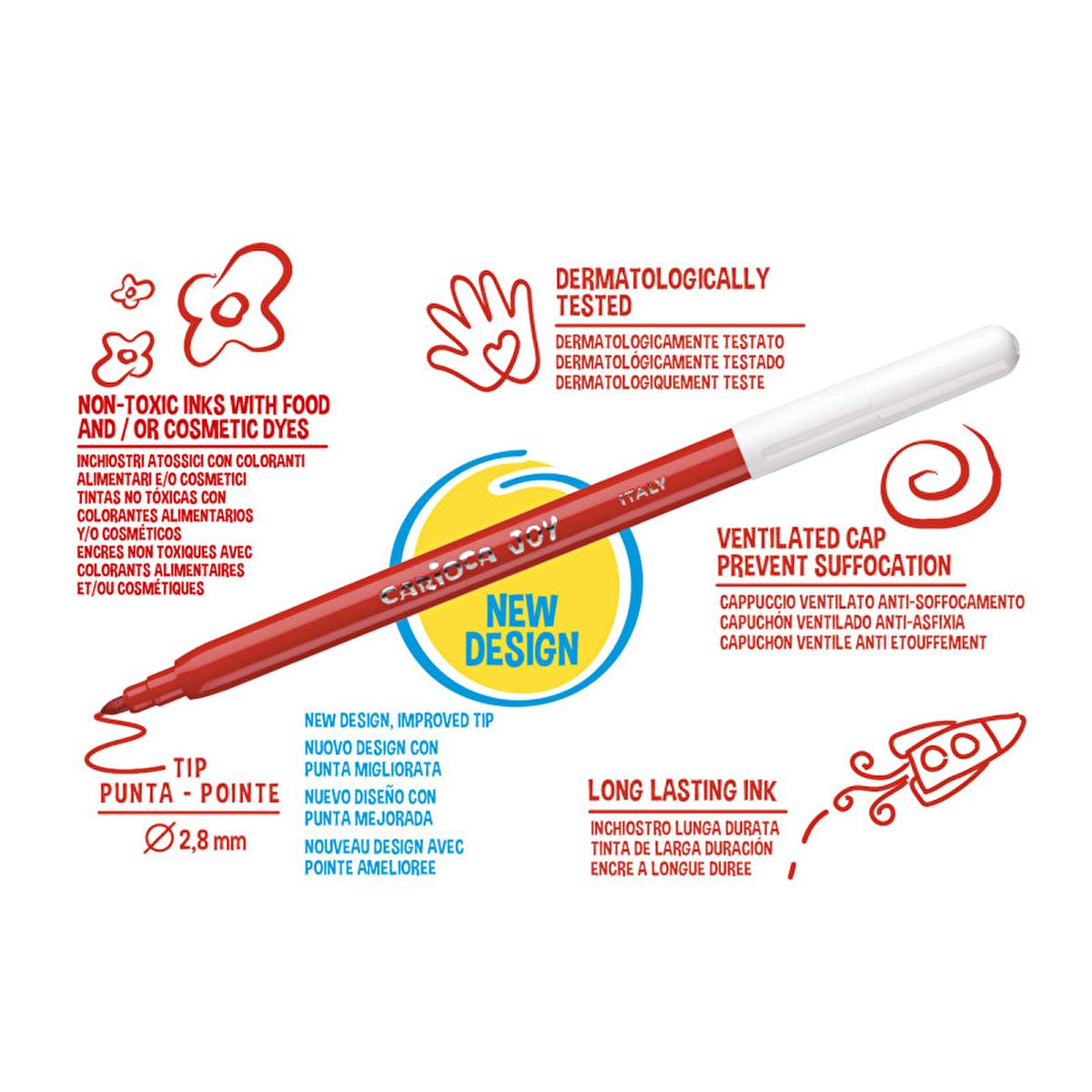 Carioca Joy Washable Markers 36-Pack - Vibrant, Easy-Clean Art Supplies for Kids