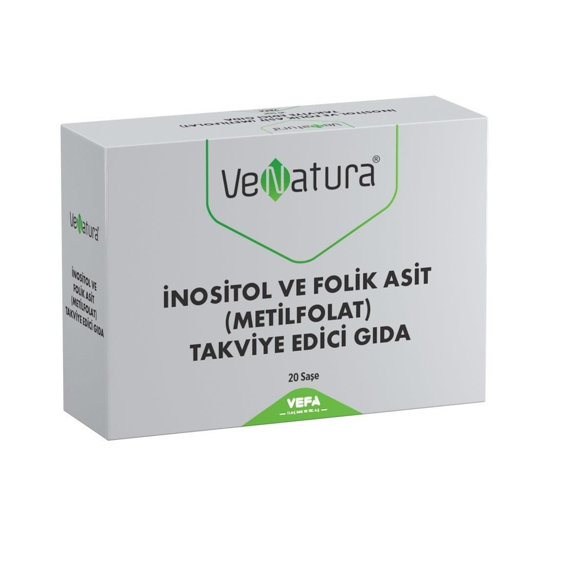 VeNatura Inositol and Folic Acid (Methylfolate) Dietary Supplement - 20 Sachets for Reproductive Health & Mental Wellness