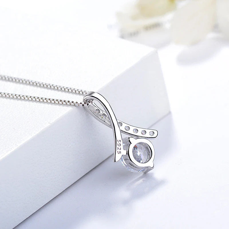 925 Silver Flower Zircon Pendant Necklace — view 3