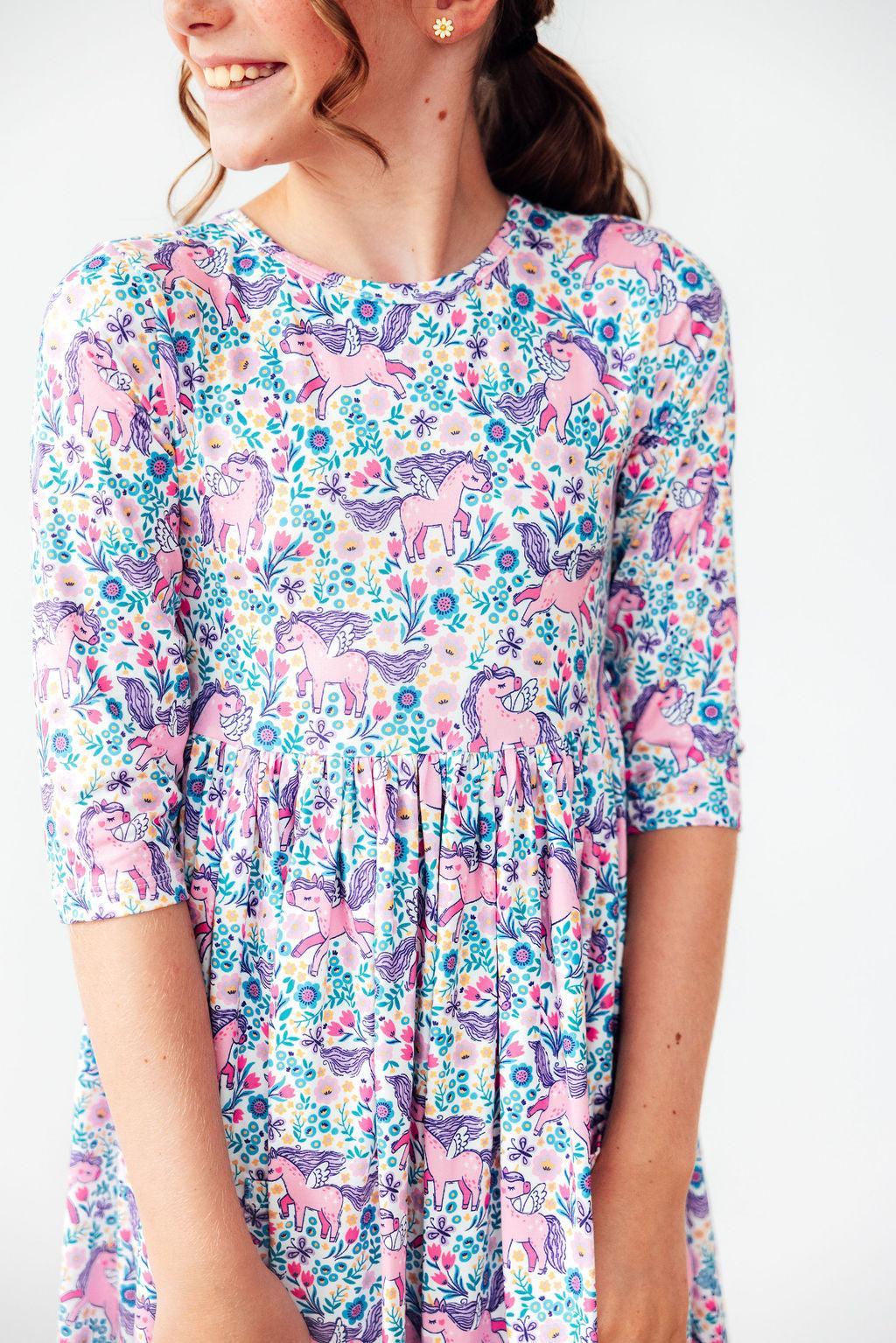 Mila & Rose ® Head in the Clouds 3/4 Sleeve Pocket Twirl Dress — main product shot