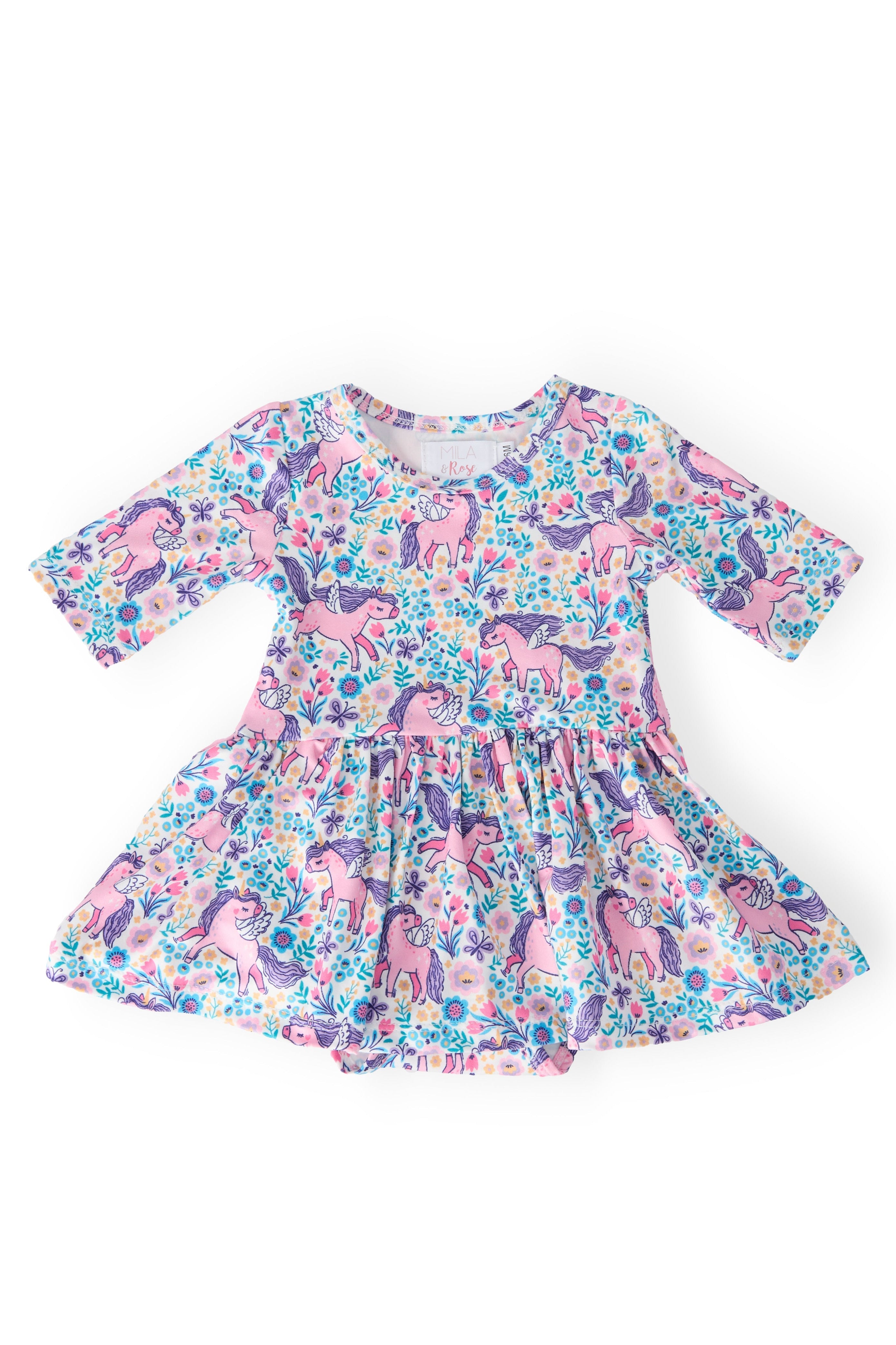 Mila & Rose ® Head in the Clouds 3/4 Sleeve Twirl Bodysuit — main product shot