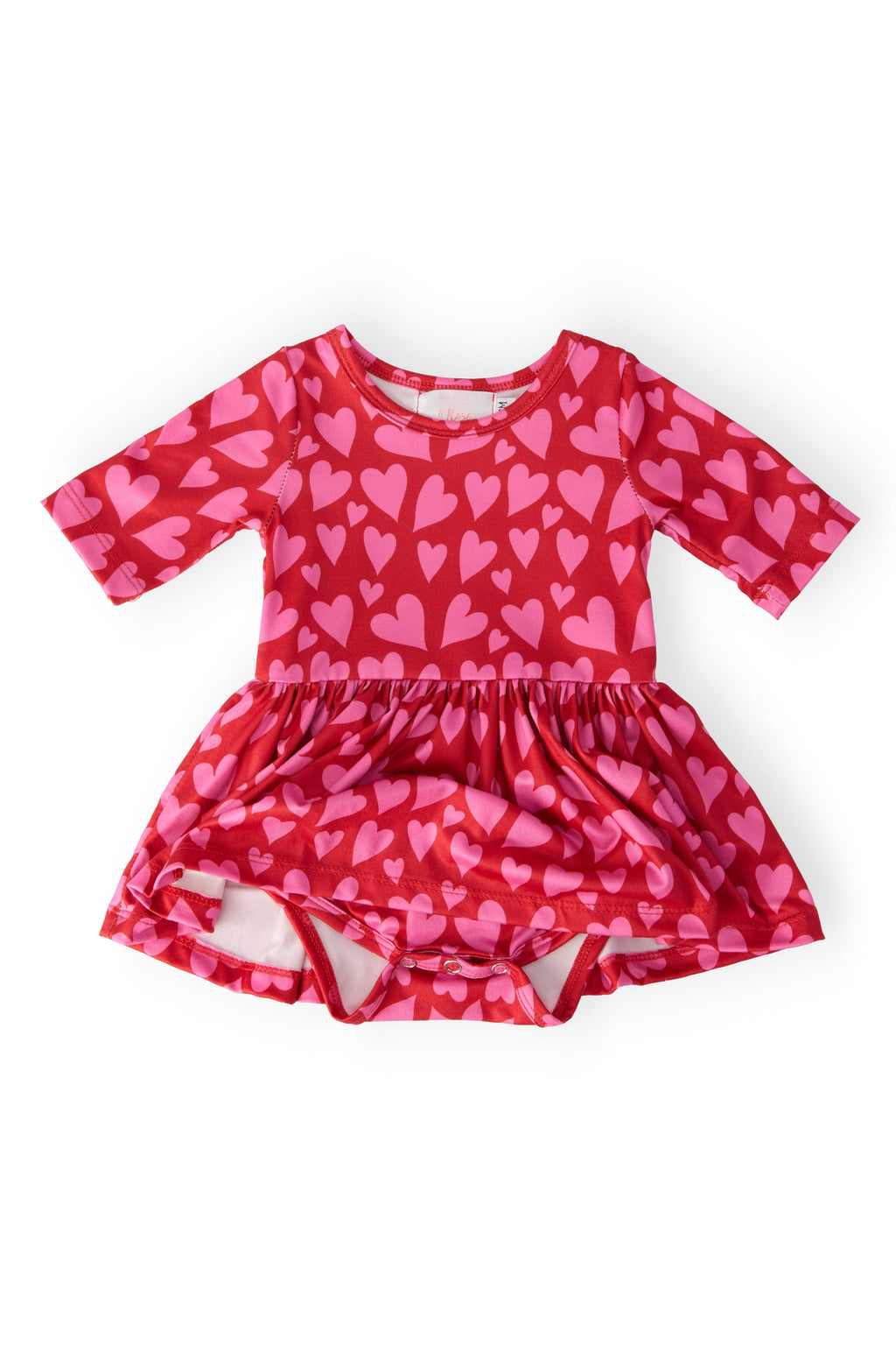 Mila & Rose ® Hearts & Hugs 3/4 Sleeve Twirl Bodysuit — back view