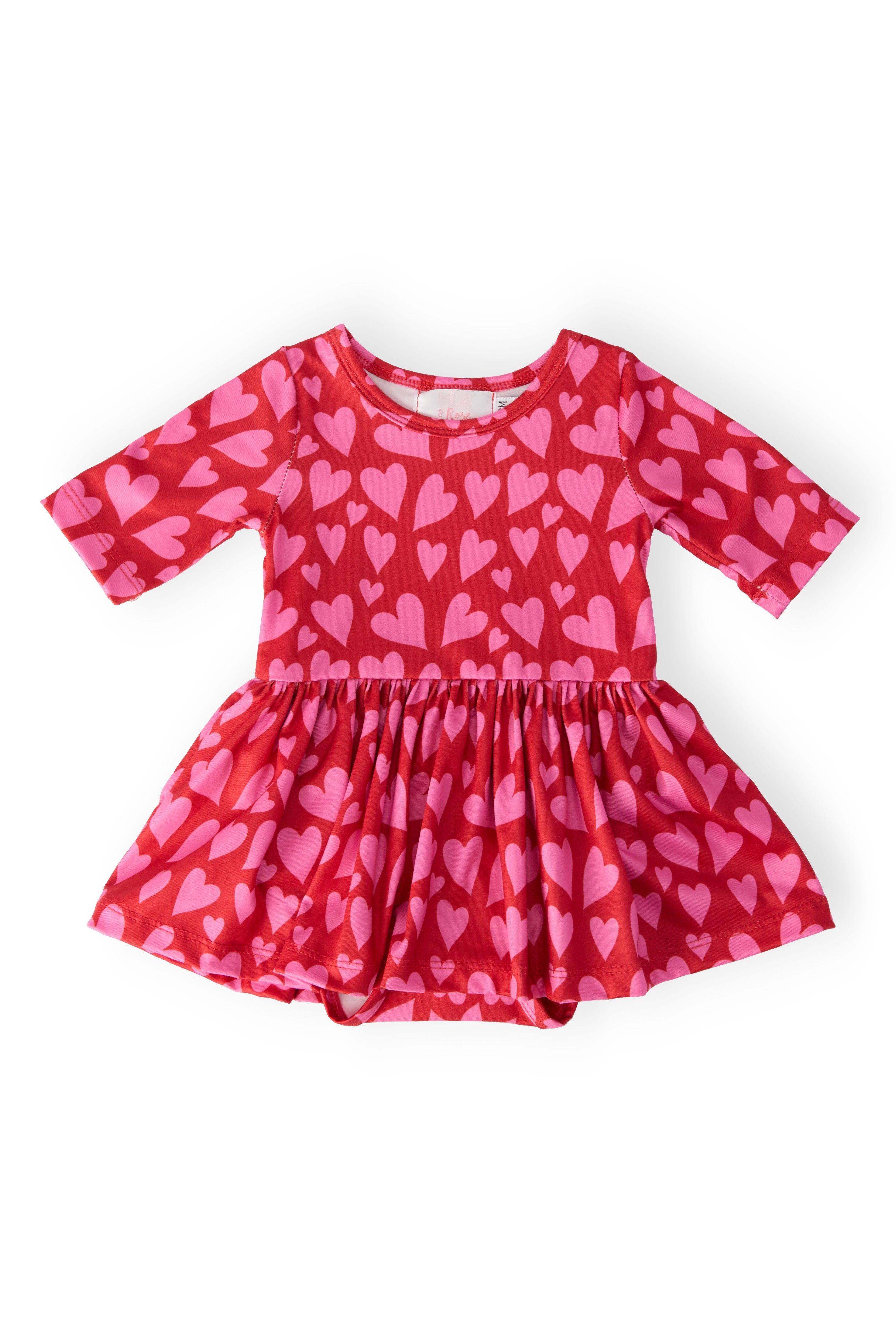 Mila & Rose ® Hearts & Hugs 3/4 Sleeve Twirl Bodysuit — main product shot