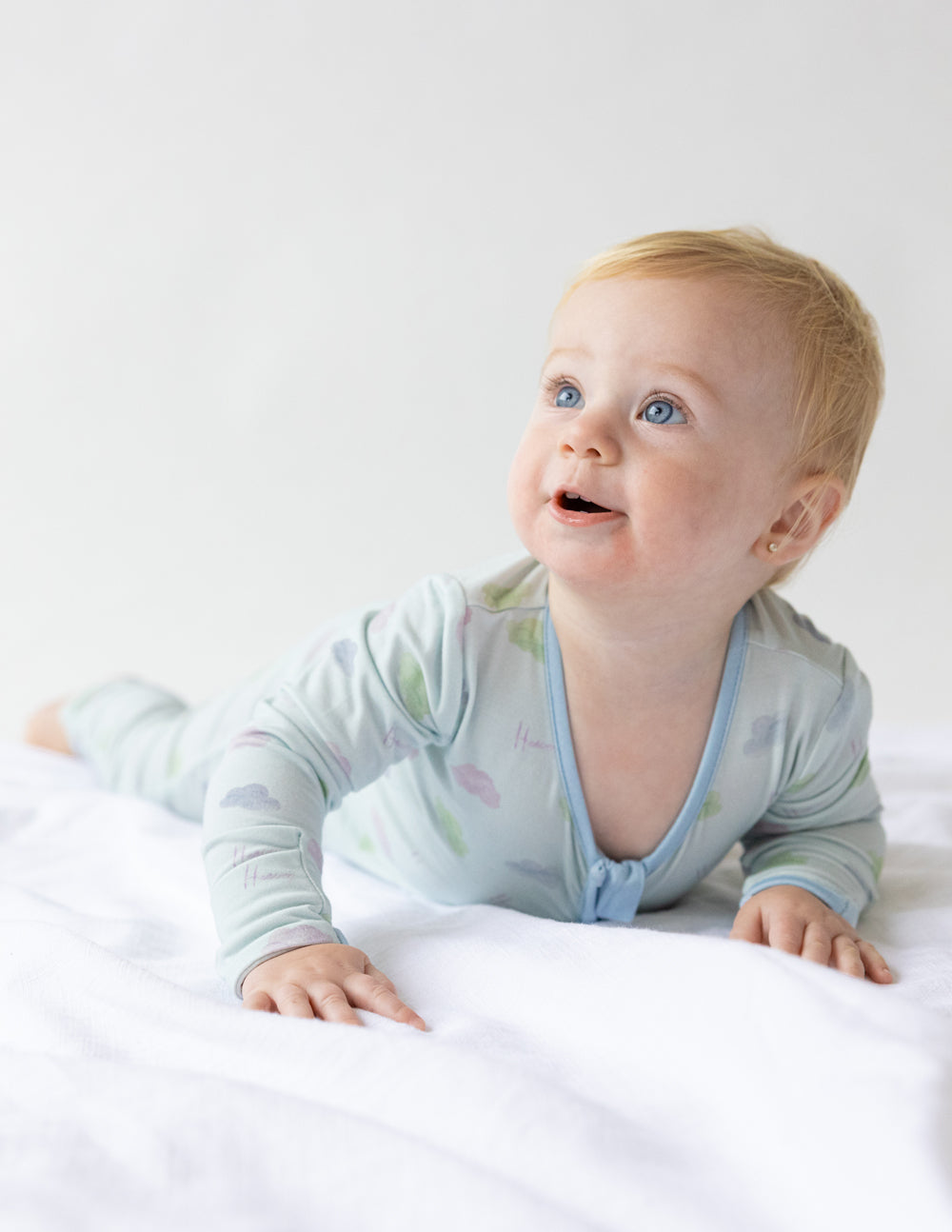 Elevated Faith Heaven Bamboo Convertible Footed Onesie — lifestyle context