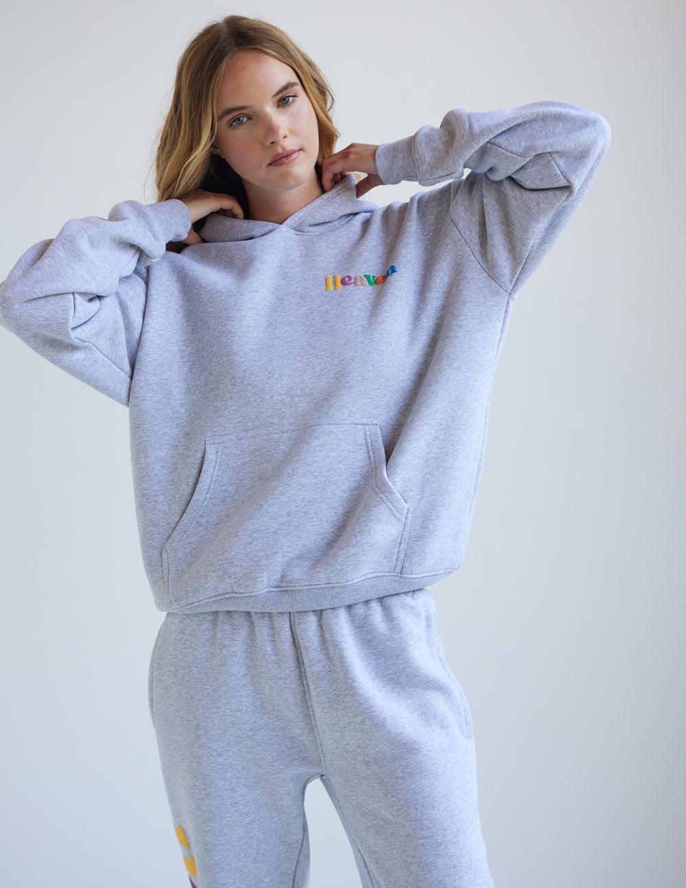 Elevated Faith Heaven Heather Grey Unisex Hoodie — side view
