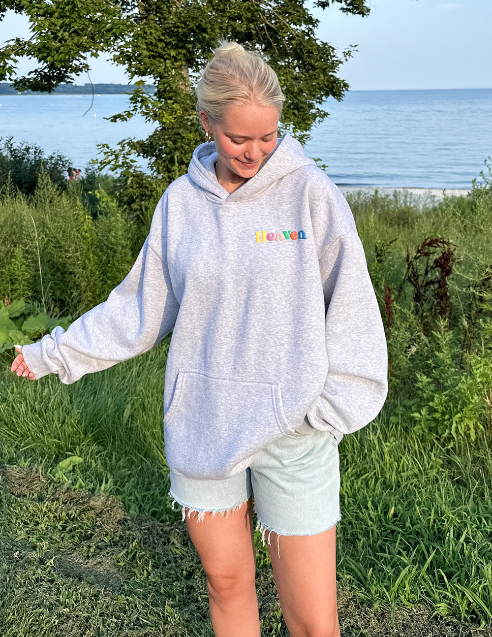 Elevated Faith Heaven Heather Grey Unisex Hoodie — alternative angle