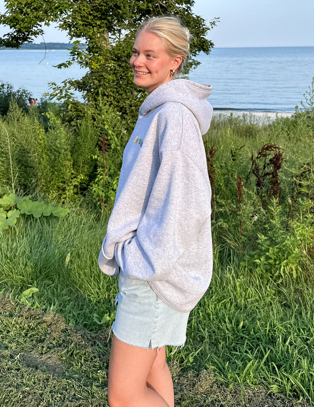 Elevated Faith Heaven Heather Grey Unisex Hoodie — in-use photo