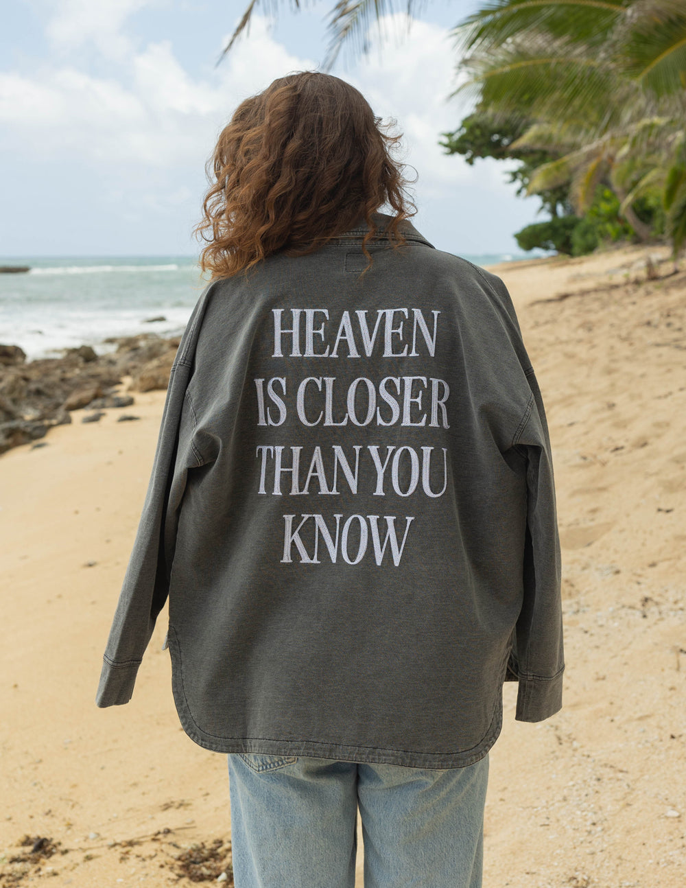 Elevated Faith Heaven Is Closer Shacket — lifestyle worn / used context