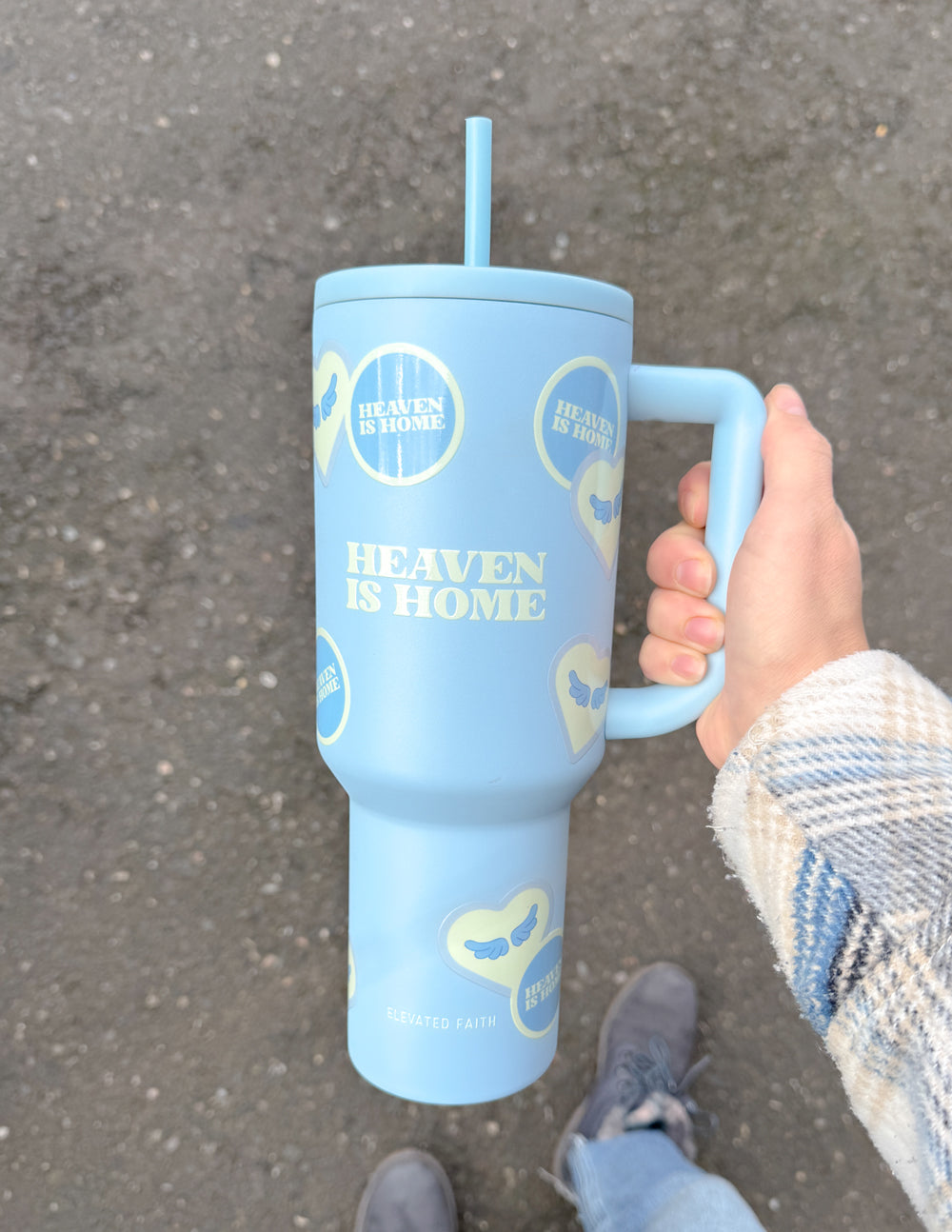 Elevated Faith Heaven Is Home 40 oz Ascend Tumbler — detail close-up