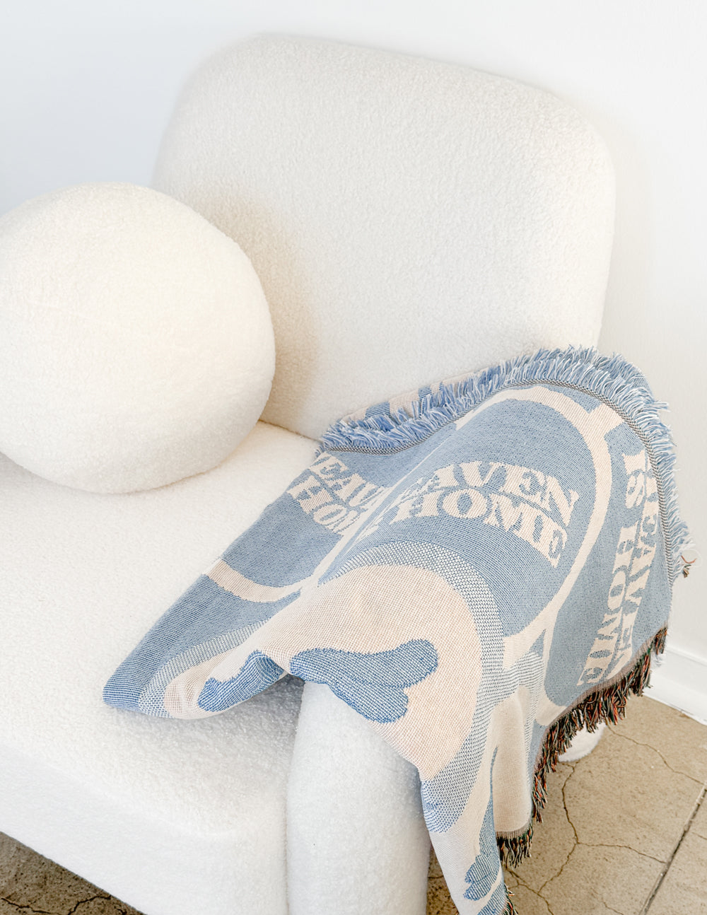 Elevated Faith Heaven Is Home Throw Blanket — lifestyle context