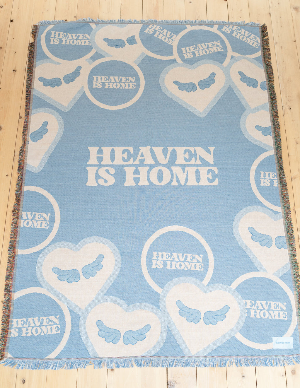 Elevated Faith Heaven Is Home Throw Blanket — size reference